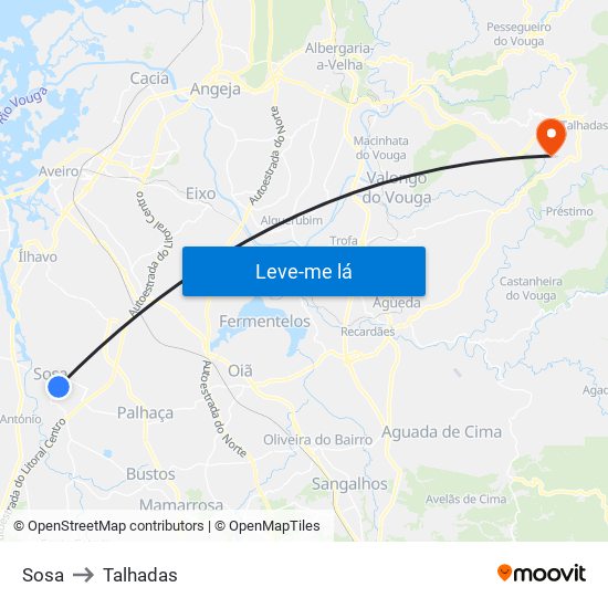 Sosa to Talhadas map