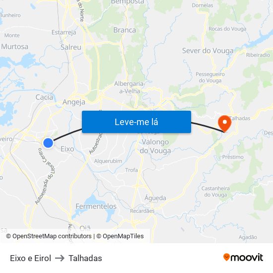 Eixo e Eirol to Talhadas map