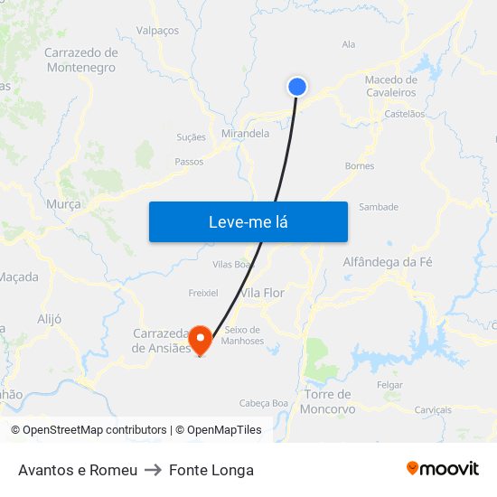 Avantos e Romeu to Fonte Longa map