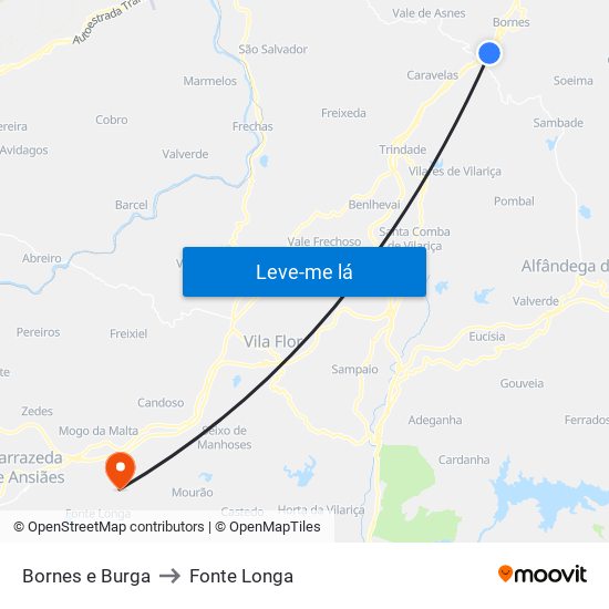 Bornes e Burga to Fonte Longa map
