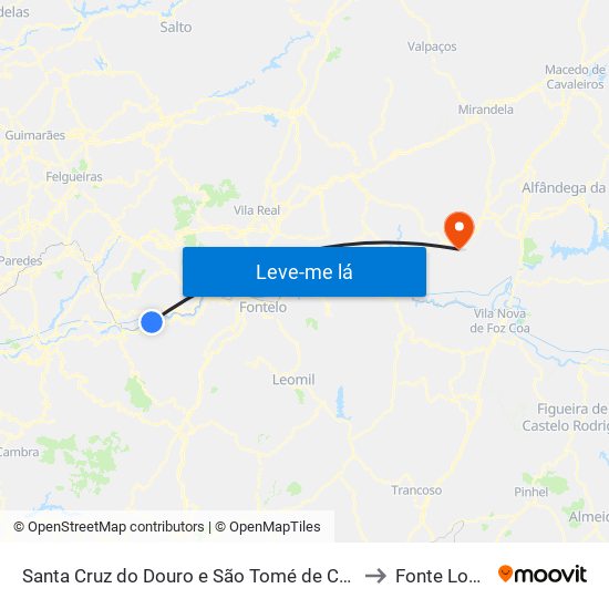 Santa Cruz do Douro e São Tomé de Covelas to Fonte Longa map