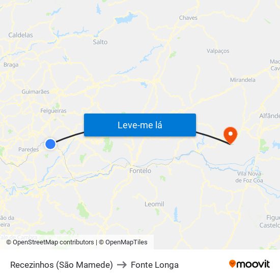 Recezinhos (São Mamede) to Fonte Longa map