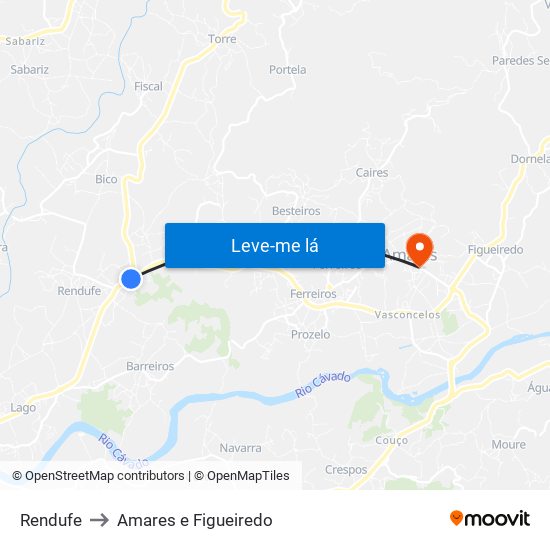 Rendufe to Amares e Figueiredo map