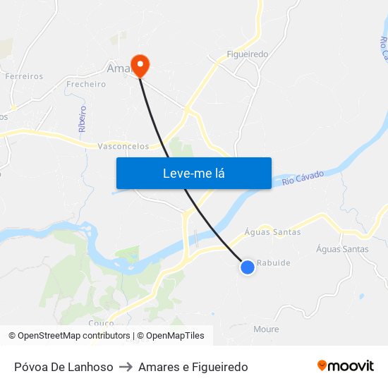 Póvoa De Lanhoso to Amares e Figueiredo map