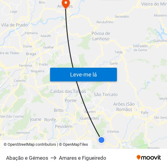 Abação e Gémeos to Amares e Figueiredo map