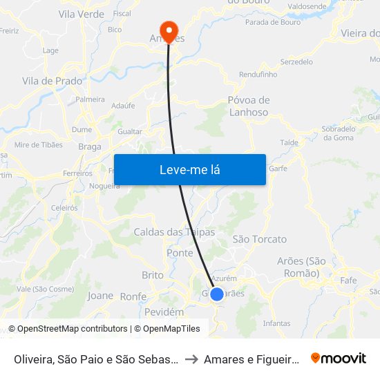 Oliveira, São Paio e São Sebastião to Amares e Figueiredo map