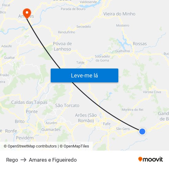 Rego to Amares e Figueiredo map