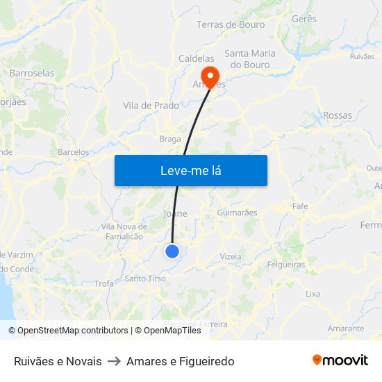 Ruivães e Novais to Amares e Figueiredo map