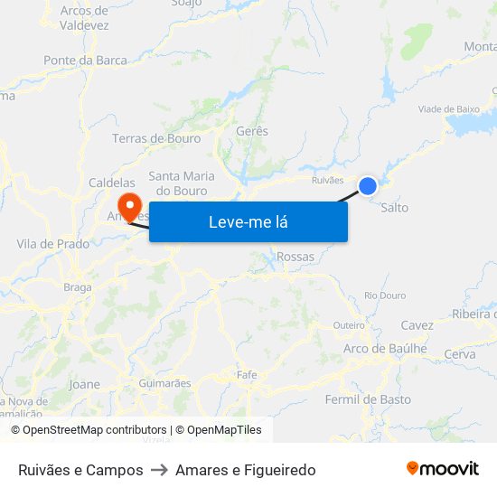 Ruivães e Campos to Amares e Figueiredo map