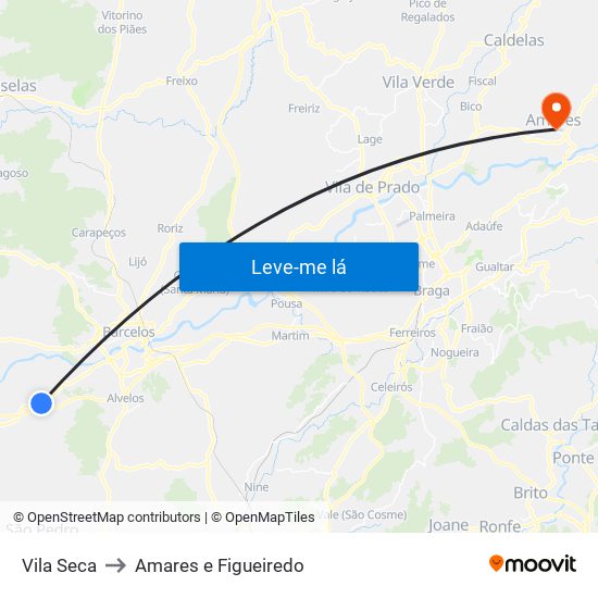 Vila Seca to Amares e Figueiredo map