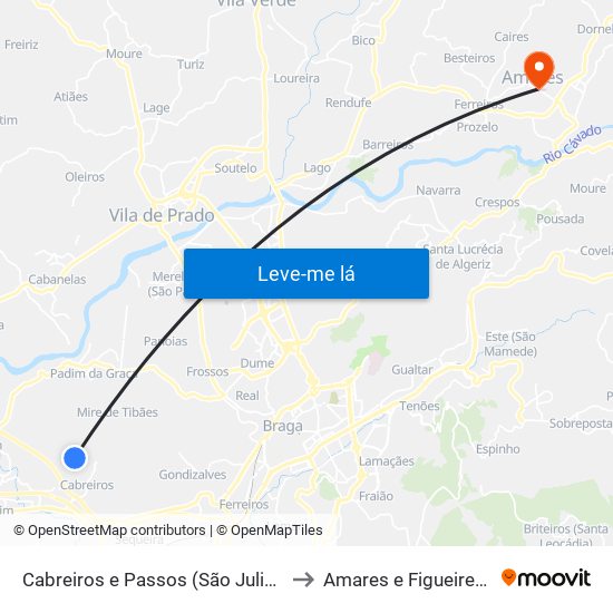 Cabreiros e Passos (São Julião) to Amares e Figueiredo map