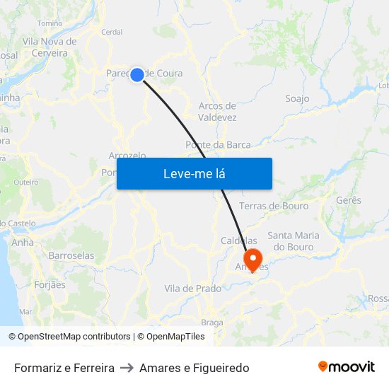 Formariz e Ferreira to Amares e Figueiredo map