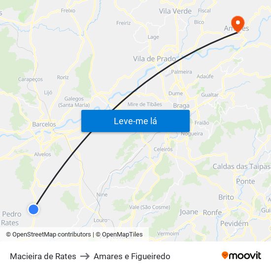 Macieira de Rates to Amares e Figueiredo map