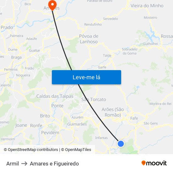 Armil to Amares e Figueiredo map