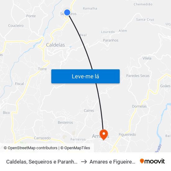 Caldelas, Sequeiros e Paranhos to Amares e Figueiredo map