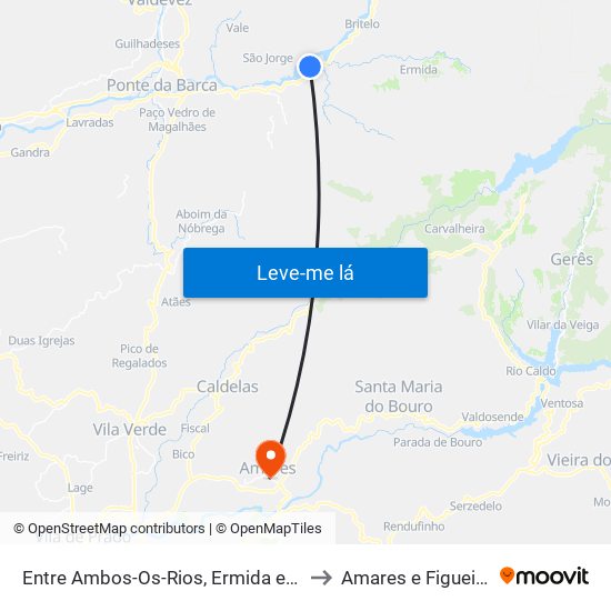 Entre Ambos-Os-Rios, Ermida e Germil to Amares e Figueiredo map