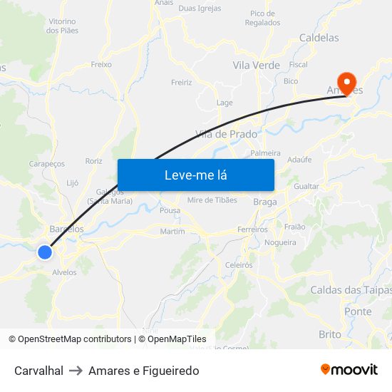 Carvalhal to Amares e Figueiredo map