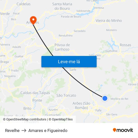 Revelhe to Amares e Figueiredo map