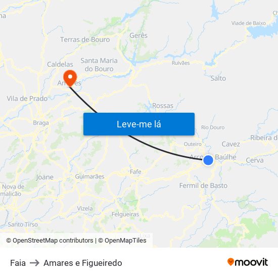 Faia to Amares e Figueiredo map