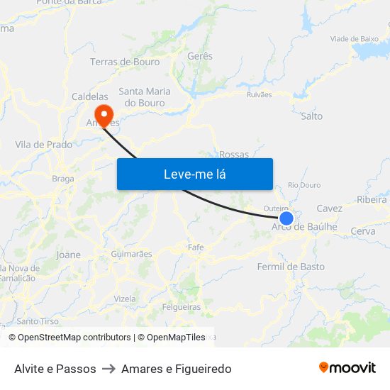 Alvite e Passos to Amares e Figueiredo map