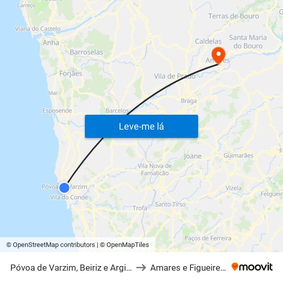 Póvoa de Varzim, Beiriz e Argivai to Amares e Figueiredo map