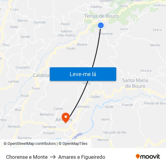 Chorense e Monte to Amares e Figueiredo map