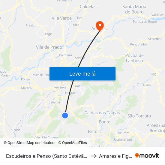 Escudeiros e Penso (Santo Estêvão e São Vicente) to Amares e Figueiredo map