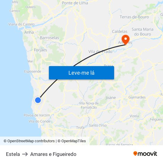 Estela to Amares e Figueiredo map