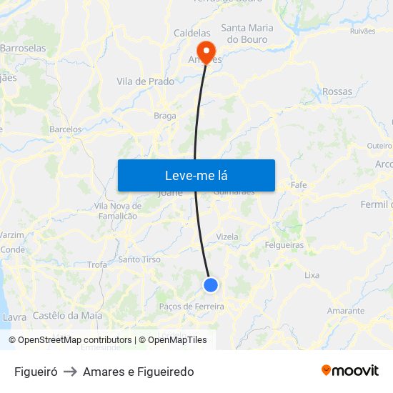 Figueiró to Amares e Figueiredo map