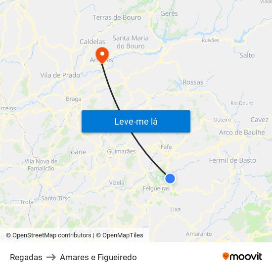 Regadas to Amares e Figueiredo map