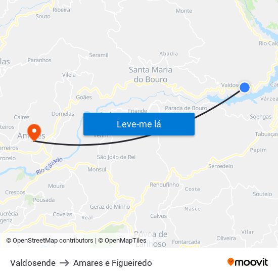 Valdosende to Amares e Figueiredo map