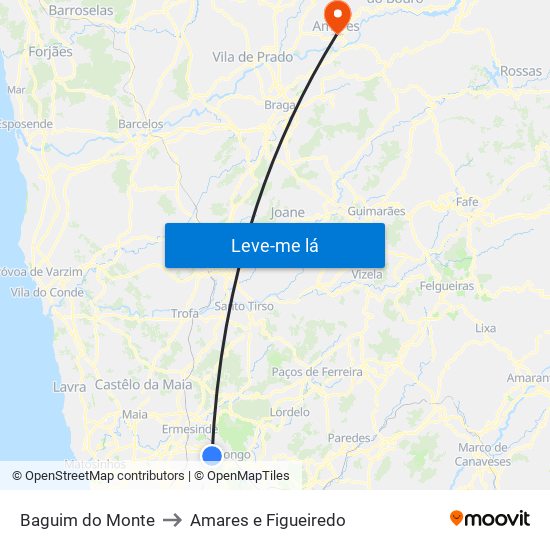 Baguim do Monte to Amares e Figueiredo map