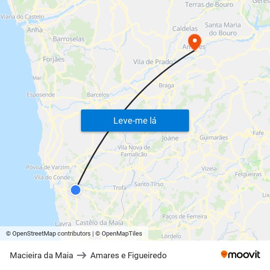 Macieira da Maia to Amares e Figueiredo map