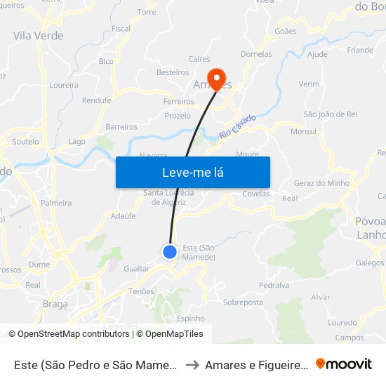 Este (São Pedro e São Mamede) to Amares e Figueiredo map