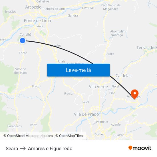 Seara to Amares e Figueiredo map