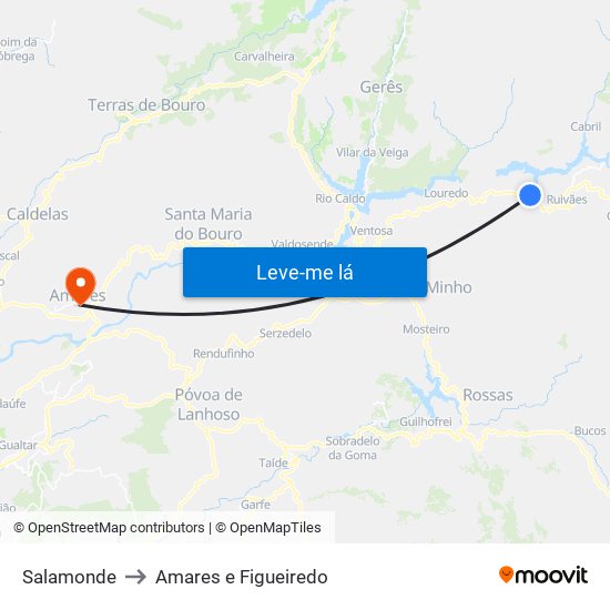 Salamonde to Amares e Figueiredo map