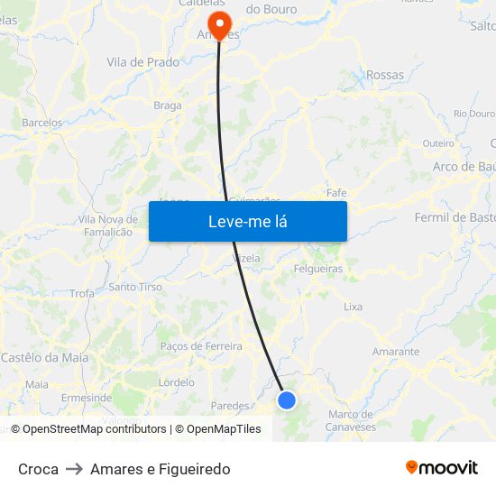 Croca to Amares e Figueiredo map