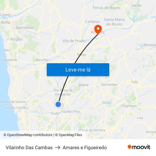 Vilarinho Das Cambas to Amares e Figueiredo map