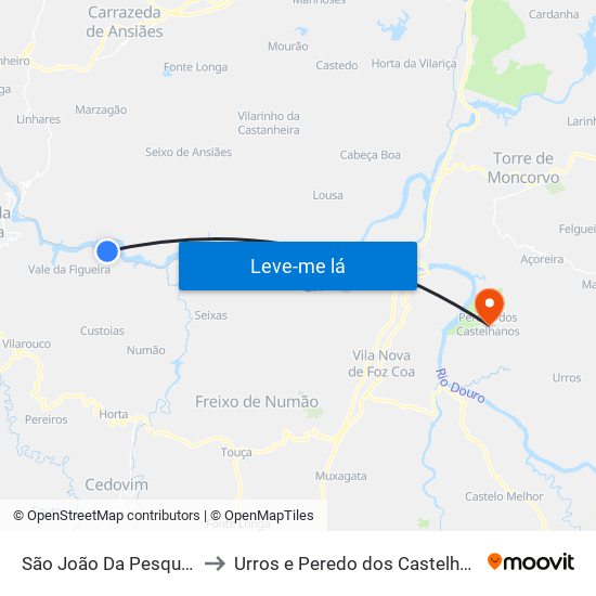 São João Da Pesqueira to Urros e Peredo dos Castelhanos map