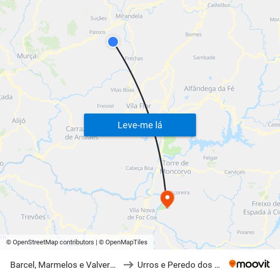 Barcel, Marmelos e Valverde da Gestosa to Urros e Peredo dos Castelhanos map