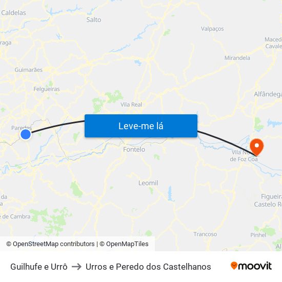 Guilhufe e Urrô to Urros e Peredo dos Castelhanos map