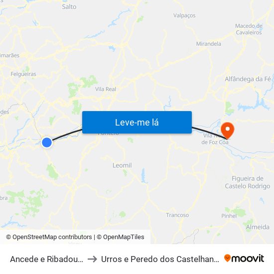 Ancede e Ribadouro to Urros e Peredo dos Castelhanos map