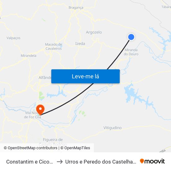 Constantim e Cicouro to Urros e Peredo dos Castelhanos map