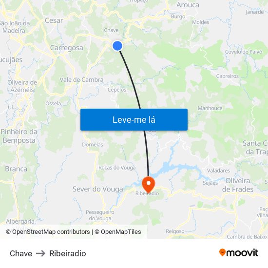 Chave to Ribeiradio map
