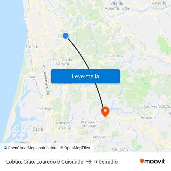 Lobão, Gião, Louredo e Guisande to Ribeiradio map