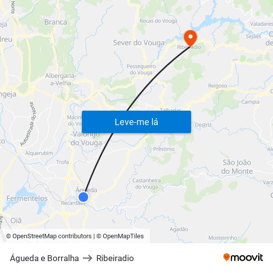 Águeda e Borralha to Ribeiradio map