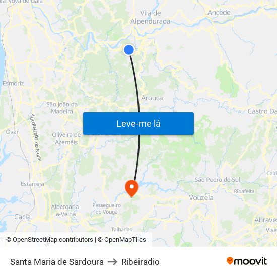 Santa Maria de Sardoura to Ribeiradio map