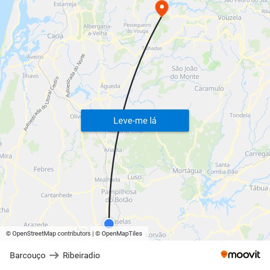 Barcouço to Ribeiradio map