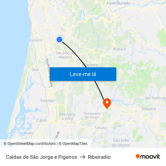 Caldas de São Jorge e Pigeiros to Ribeiradio map