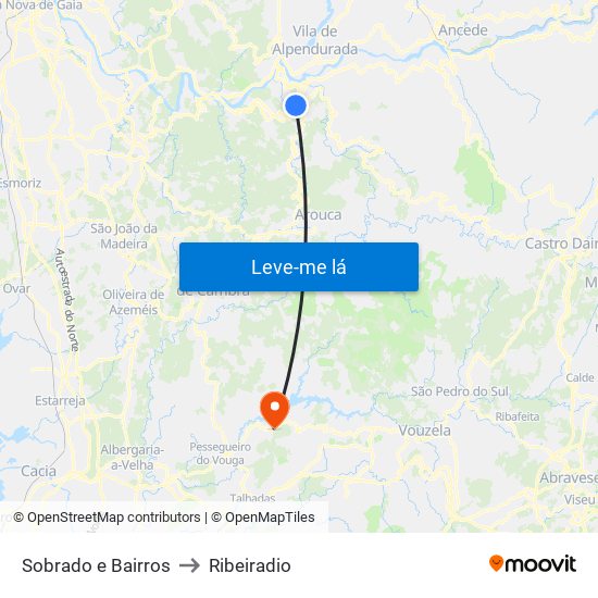 Sobrado e Bairros to Ribeiradio map